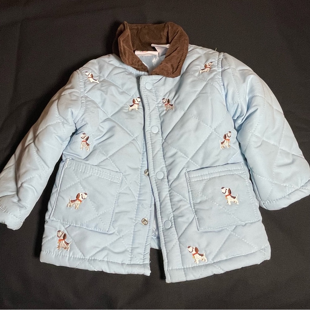 Kids Light Blue Coat Jacket with Dogs size  6/9M